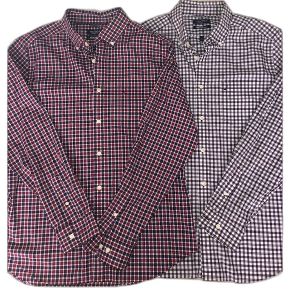 Nautica Flex Wrinkle Resistant Preppy Long Sleeved Collar Shirt Bundle